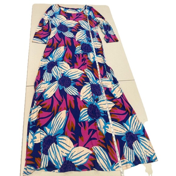 Soft Surroundings Maxi Dress Women Medium Floral 3/4 Sleeve Cruise Bloom Stretch - Picture 8 of 8